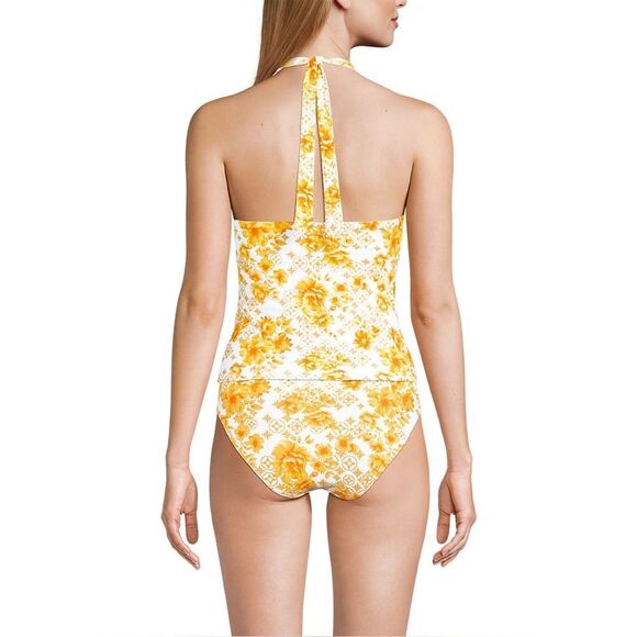 Land's End chlorine resist halter twist tankini swim top white meadow floral var - Picture 6 of 8